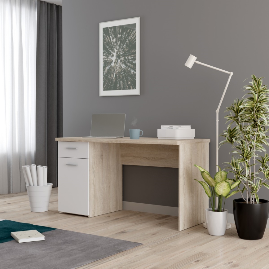 Kirjutuslaud GINO valge/sonoma tamm