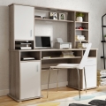 Kirjutuslaud riiuliga ELIAN 160x53 cm Sonoma tamm, hall/valge