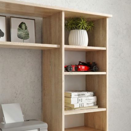 Kirjutuslaud riiuliga ELIAN 160x53 cm Sonoma-tamm/valge