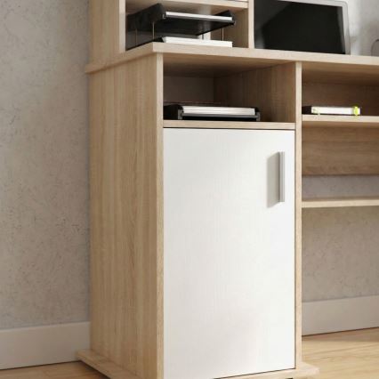 Kirjutuslaud riiuliga ELIAN 160x53 cm Sonoma-tamm/valge