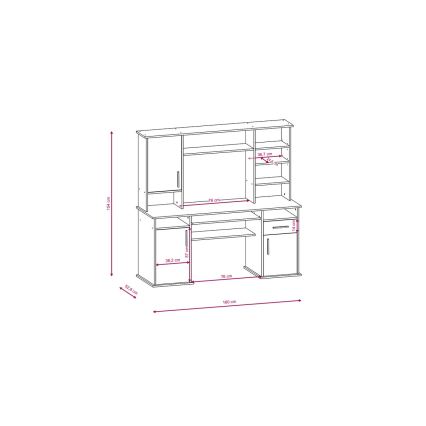 Kirjutuslaud riiuliga ELIAN 160x53 cm Sonoma-tamm/valge