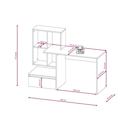 Kirjutuslaud riiuliga MARLO artisan-tamm/antratsiit