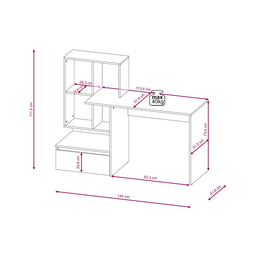 Kirjutuslaud riiuliga MARLO artisan-tamm/antratsiit