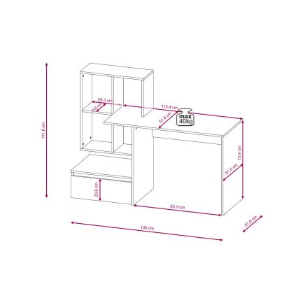 Kirjutuslaud riiuliga MARLO, artisan-tamm/valge
