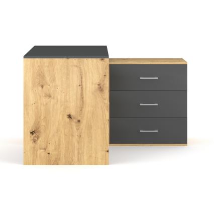 Kirjutuslaud sahtlitega ja universaalse P/L-nurgaga JULES tamm artisan/antratsiit