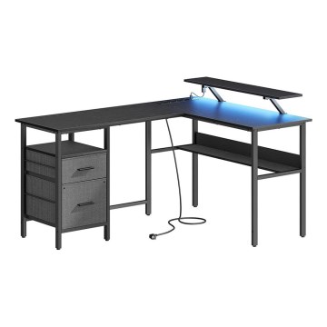 Kirjutuslaud taustvalgustusega SOLEA-X pruun/must