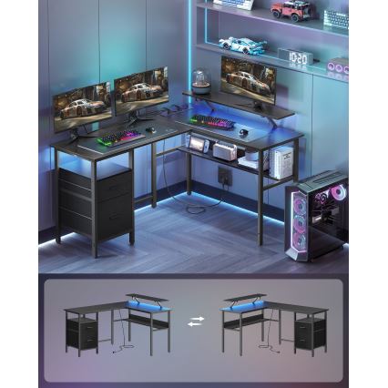 Kirjutuslaud taustvalgustusega SOLEA-X pruun/must