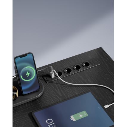 Kirjutuslaud taustvalgustusega SOLEA-X pruun/must