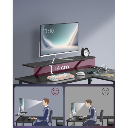 Kirjutuslaud taustvalgustusega SOLEA-X pruun/must