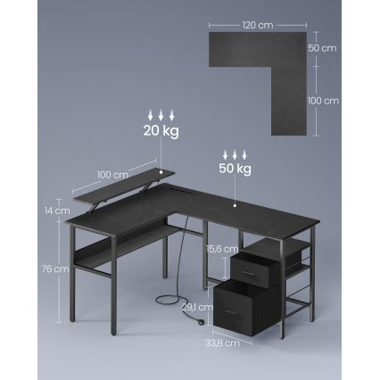 Kirjutuslaud taustvalgustusega SOLEA-X pruun/must