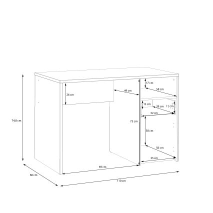 Kirjutuslaud URO artisan-tamm/valge