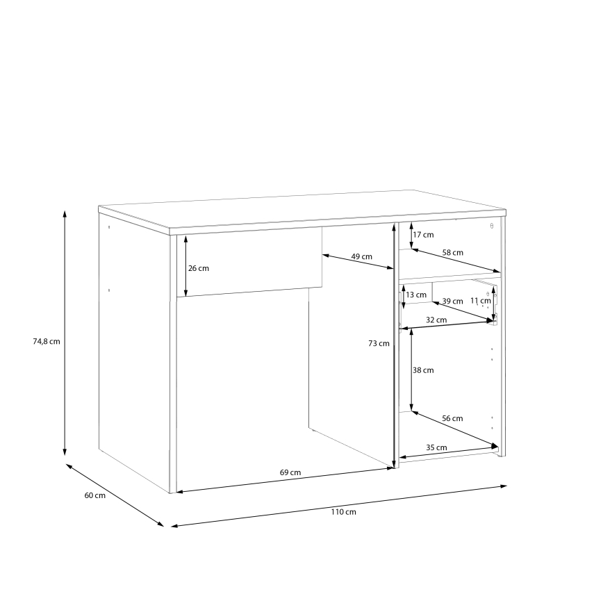 Kirjutuslaud URO artisan-tamm/valge