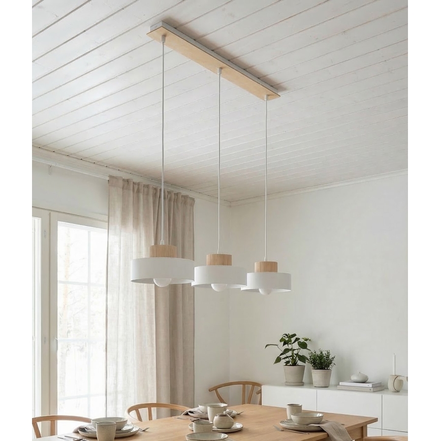 KIVI kaabliga rippvalgusti 3xE27/15W/230V, valge