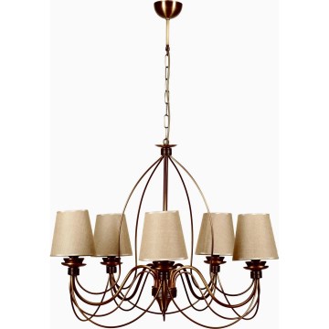 Klassikaline 5xE14/40W/230V riputatud lühtre bronz/beež