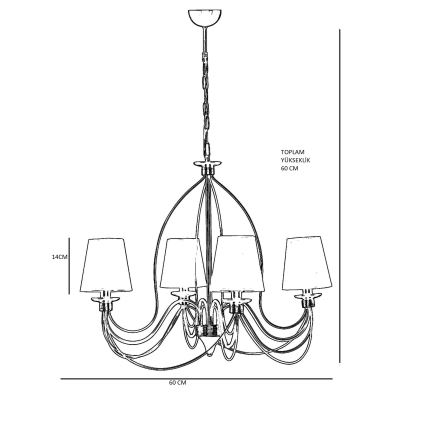 Klassikaline ripplamp 4xE14/40W/230V pronks/beez