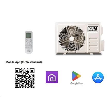 Kliimaseade 12K V1 3,65 kW Tuya Wi‑Fi valge + kaugjuhtimispult