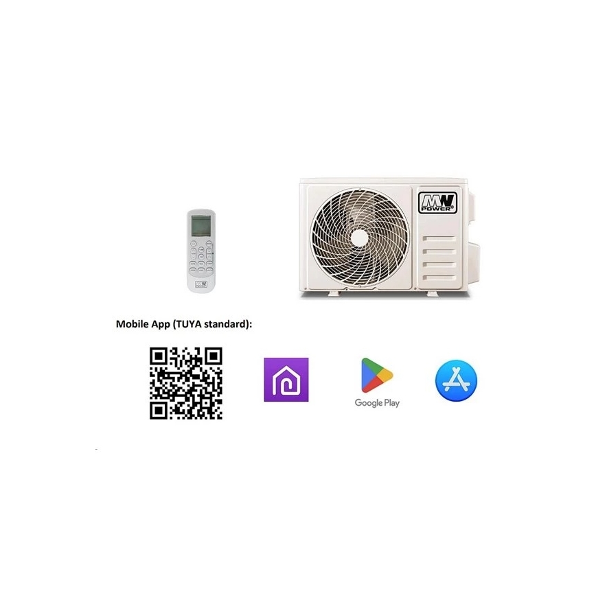 Kliimaseade 12K V1 3,65 kW Tuya Wi‑Fi valge + kaugjuhtimispult