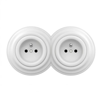 Kliklap - Kahekordne retro seinapistik raamiga, 230 V, lumivalge