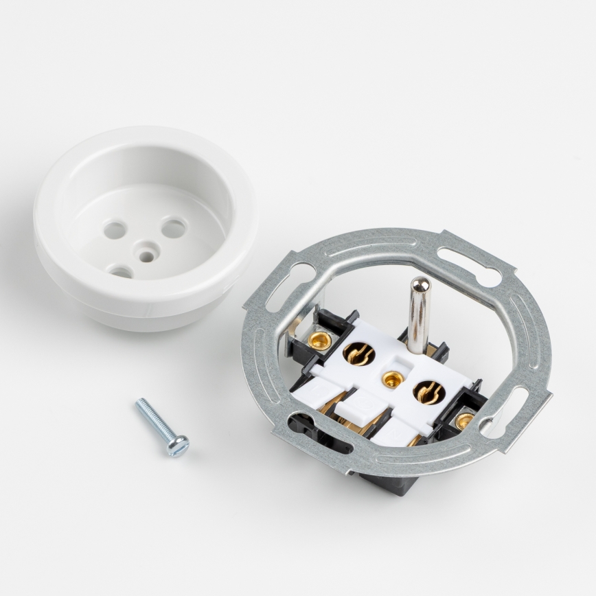 Kliklap - Kahekordne retro seinapistik raamiga, 230 V, lumivalge