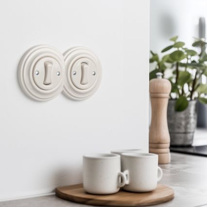 Kliklap - Kahekordne retro ühepoolne lüliti raamiga nr 1 beež