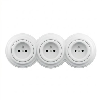 Kliklap - Kolmekordne retro kodune pistikupesa raamiga, 230 V, lumevalge