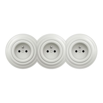 Kliklap – kolmekordne retro seinapistik raamiga, 230 V, keraamiline, valge