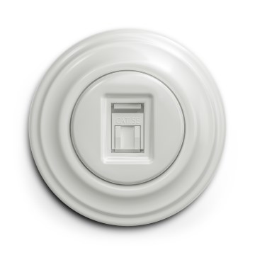 Kliklap - Retro Ethernet-pistikupesa raamiga, keraamiline, valge