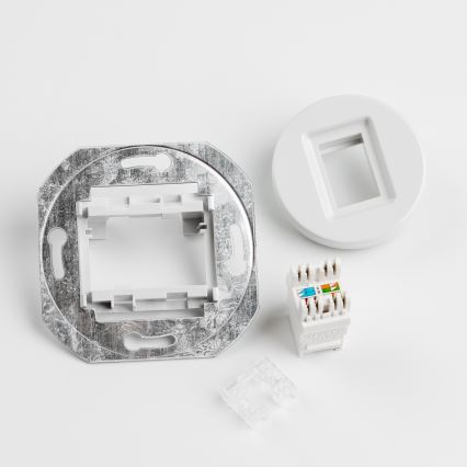 Kliklap - Retro Ethernet-pistikupesa raamiga, keraamiline, valge
