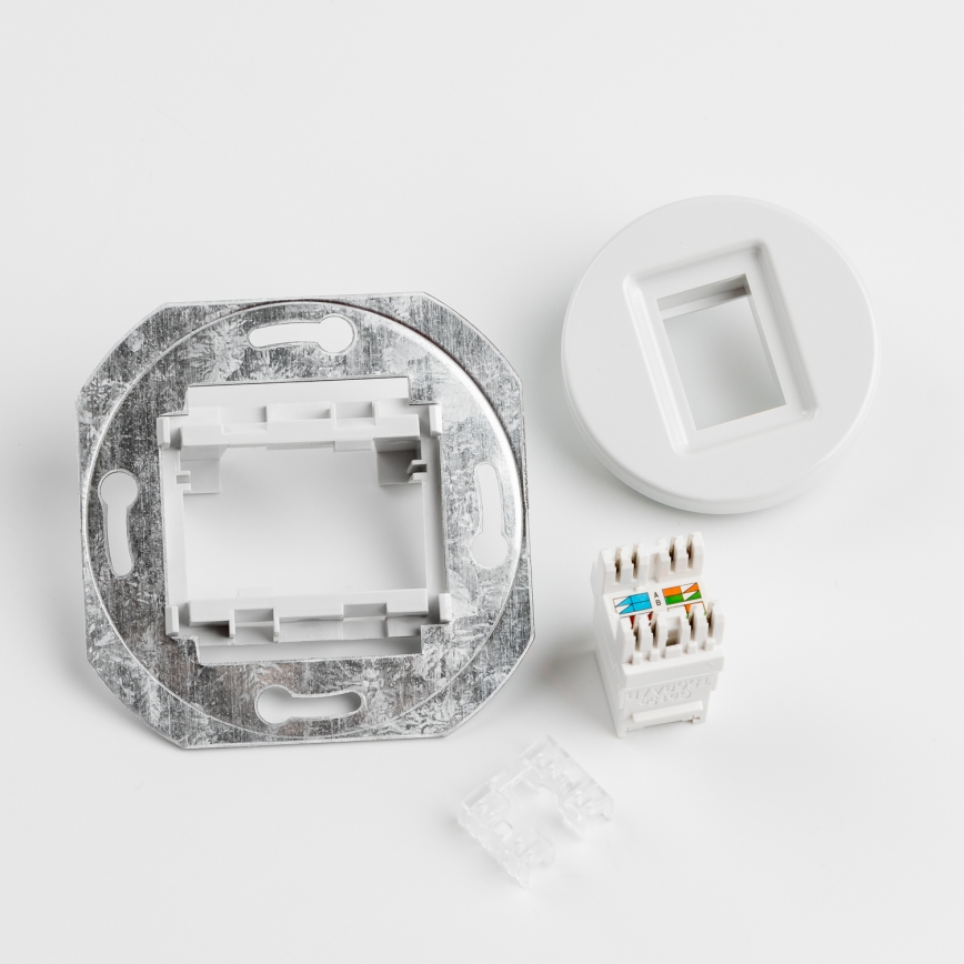 Kliklap - Retro Ethernet-pistikupesa raamiga, keraamiline, valge