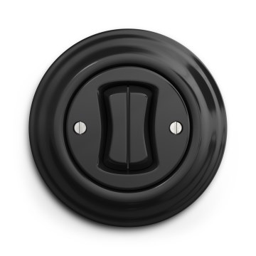 Kliklap - Retro kaheklahviline trepi lüliti raamiga nr. 6+6 must