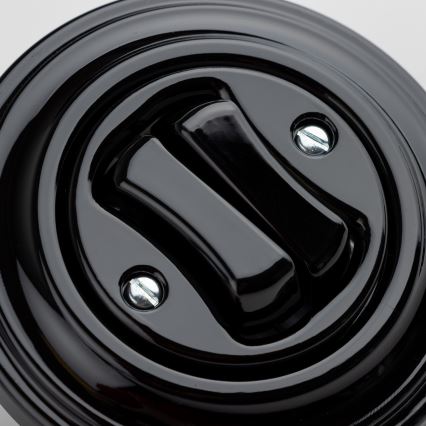 Kliklap - Retro kaheklahviline trepi lüliti raamiga nr. 6+6 must