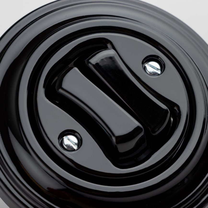 Kliklap - Retro kaheklahviline trepi lüliti raamiga nr. 6+6 must