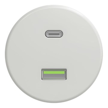 Kliklap - Retro keraamiline raamita USB-pistikupesa A+C, valge