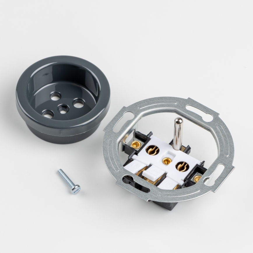 Kliklap - Retro kodune pistikupesa raamiga 230V antratsiit