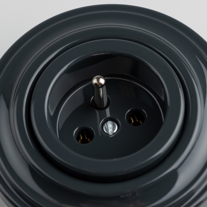 Kliklap - Retro kodune pistikupesa raamiga 230V antratsiit