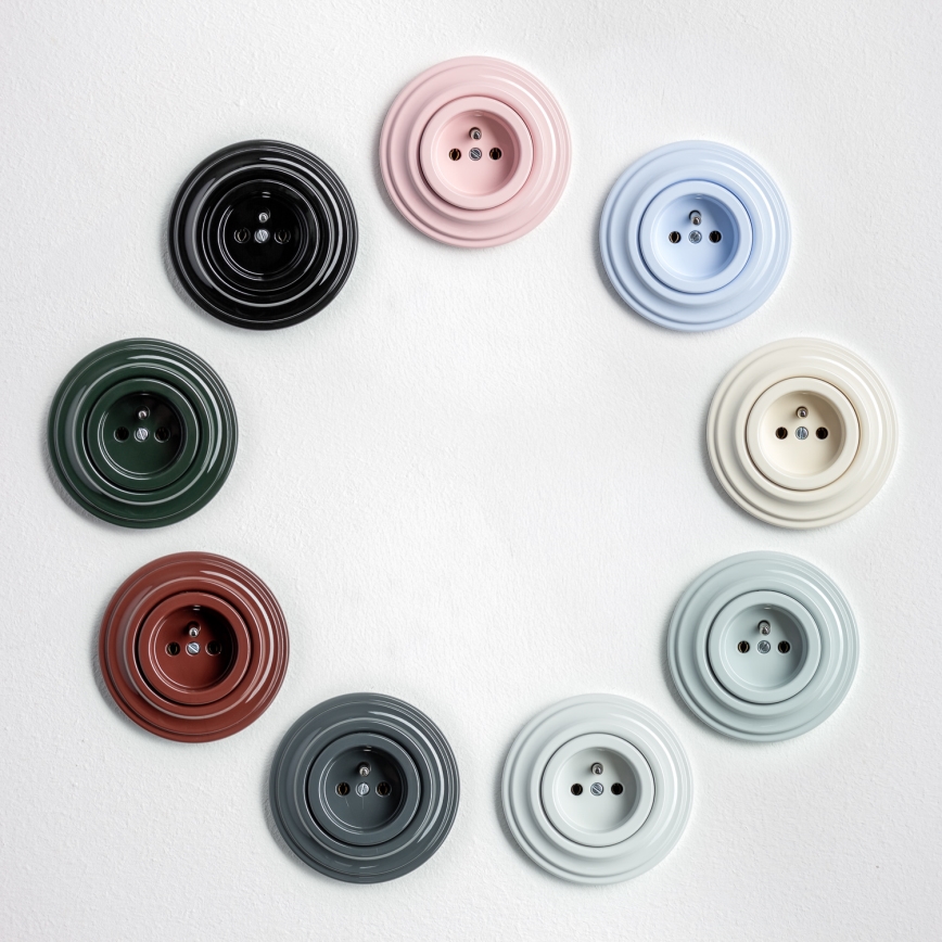 Kliklap - Retro kodune pistikupesa raamiga 230V antratsiit