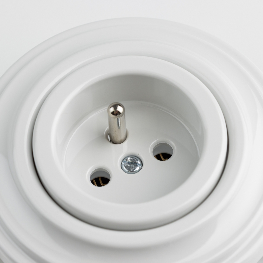 Kliklap - Retro kodune pistikupesa raamiga 230V keraamiline valge