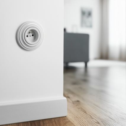 Kliklap - Retro kodune pistikupesa raamiga 230V lumivalge