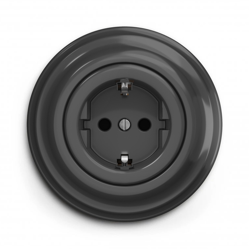 Kliklap - Retro kodune pistikupesa raamiga, SCHUKO 230V/16A, antratsiit