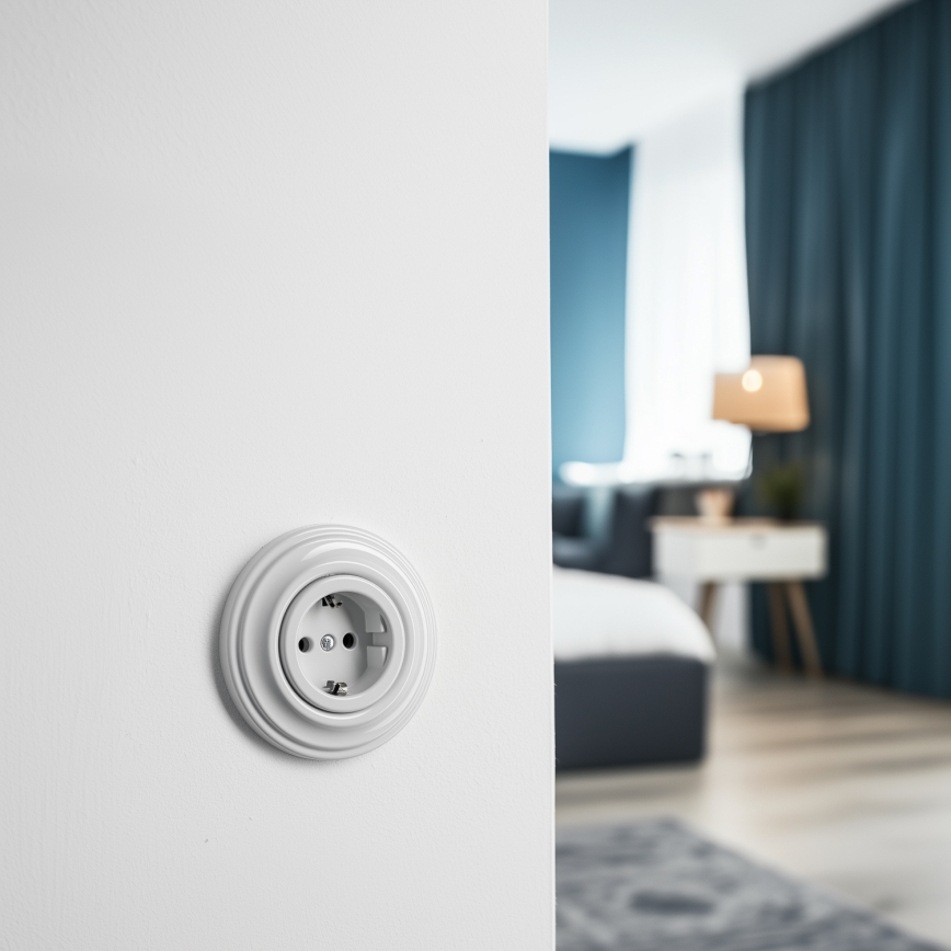 Kliklap - Retro kodune pistikupesa raamiga SCHUKO 230V/16A lumivalge