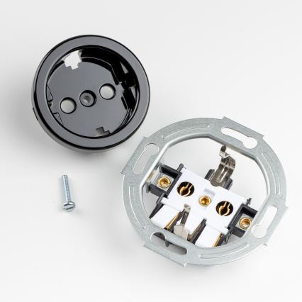 Kliklap - Retro kodune pistikupesa raamiga SCHUKO 230V/16A must