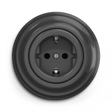 Kliklap - retro kodune SCHUKO-pistikupesa raamiga, 230V/16A, antratsiit