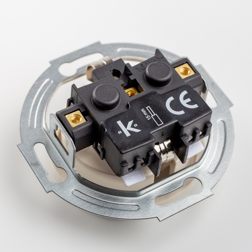 Kliklap - retro kodune seinakontakt raamiga SCHUKO 230V/16A beež