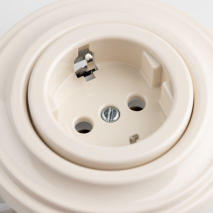 Kliklap - retro kodune seinakontakt raamiga SCHUKO 230V/16A beež