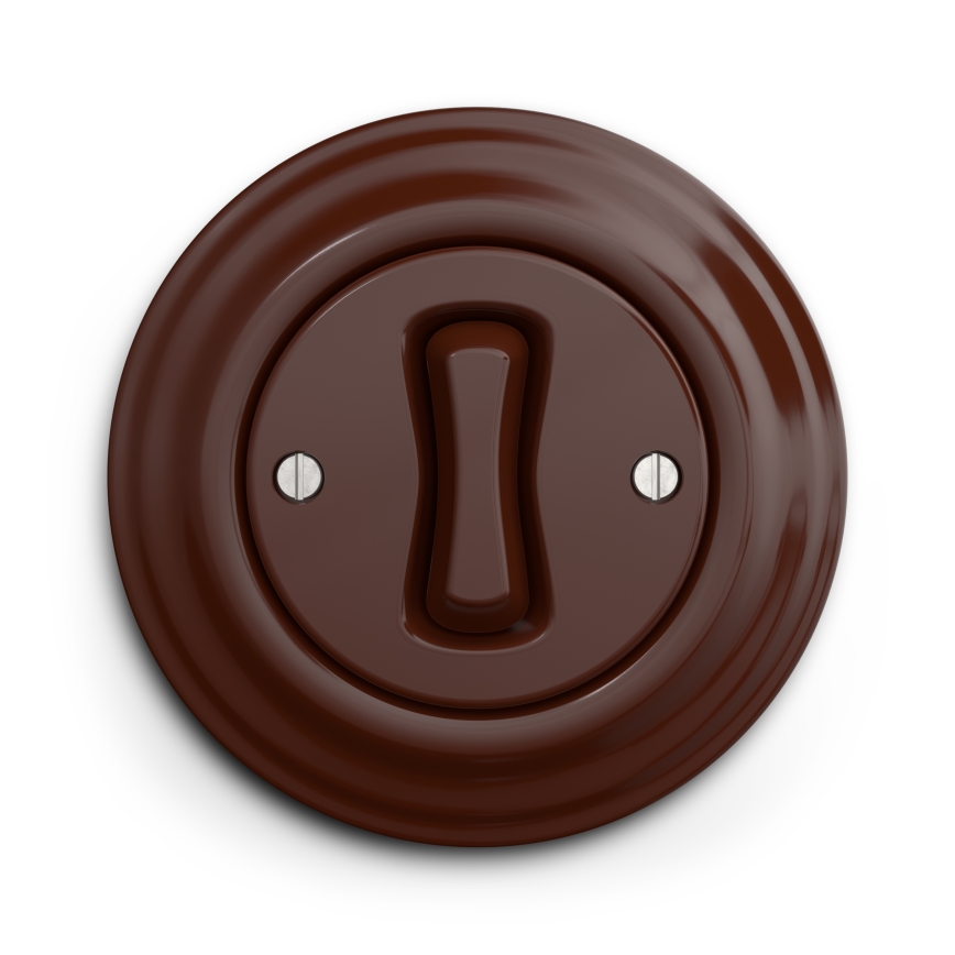 Kliklap - retro nupp raamiga, pruun