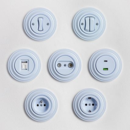 Kliklap - retro-nupp raamiga, sinine