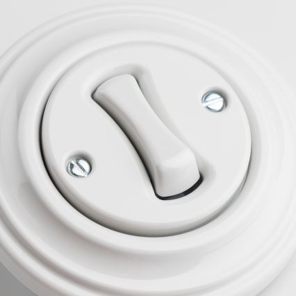 Kliklap - retro-nupp raamiga, valge keraamiline