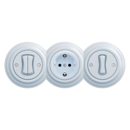 Kliklap - Retro pistikupesa koduseks kasutamiseks ilma raamita SCHUKO 230V/16A sinine