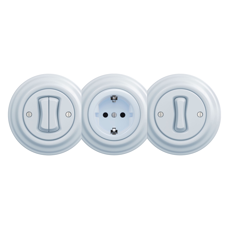 Kliklap - Retro pistikupesa koduseks kasutamiseks ilma raamita SCHUKO 230V/16A sinine