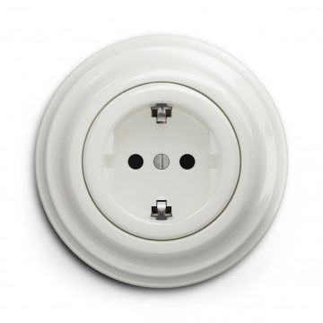Kliklap - retro pistikupesa koduseks kasutamiseks raamiga SCHUKO 230V/16A, valge